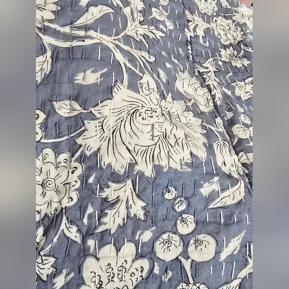 NEW J Jill Pure Cotton Indian Kantha Stitched Quilt Patch Pocket Jacket Size Lrg - Picture 13 of 16
